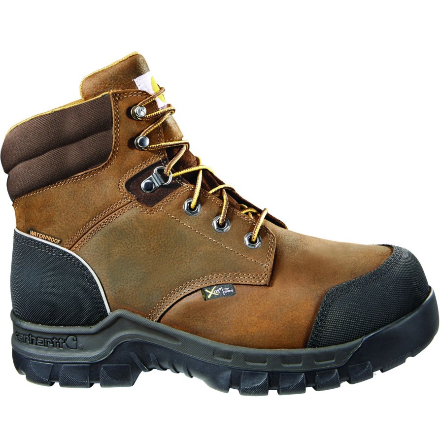 Men'S Carhartt | Carhartt Men'S 6" Comp Toe Wp Metguard Work Boot Cmf6720 Brown