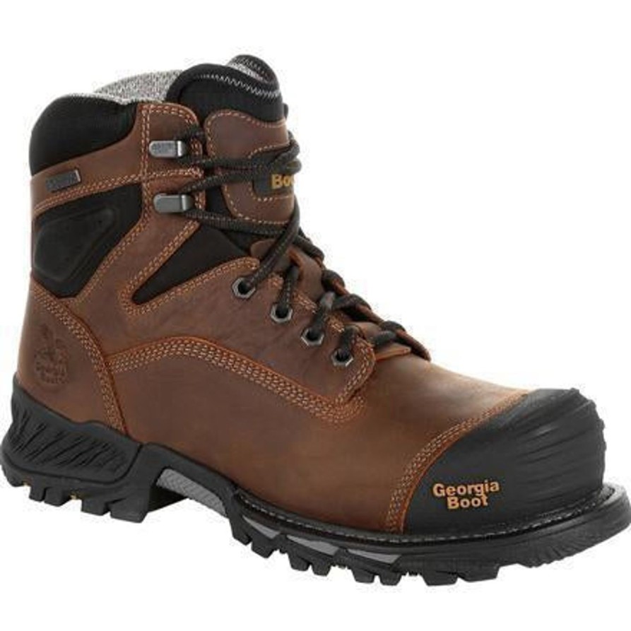 Men'S Georgia | Georgia Men'S Rumbler 6" Comp Toe Wp Work Boot Gb00284 Brown