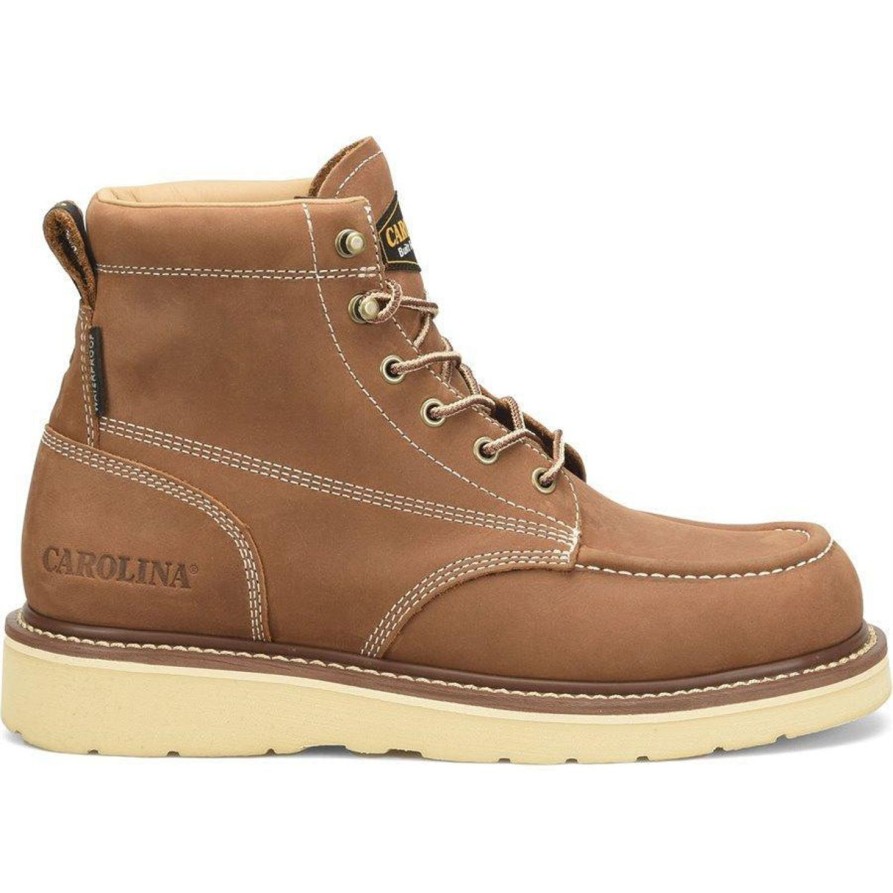 Men'S Carolina | Carolina Men'S Amp 6" Moc Toe Wp Usa Made Wedge Work Boot Ca7041 Brown