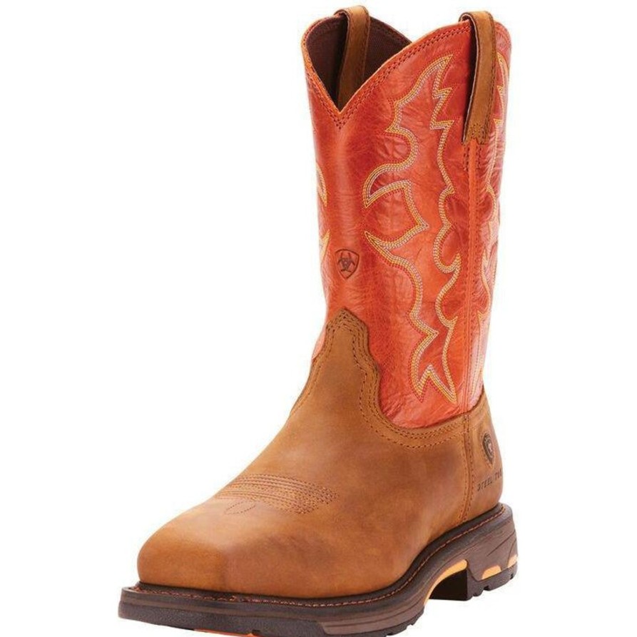 Men'S Ariat | Ariat Men'S Workhog 11" Wide Square Stl Toe Western Work Boot- Earth- 10006961 Brown