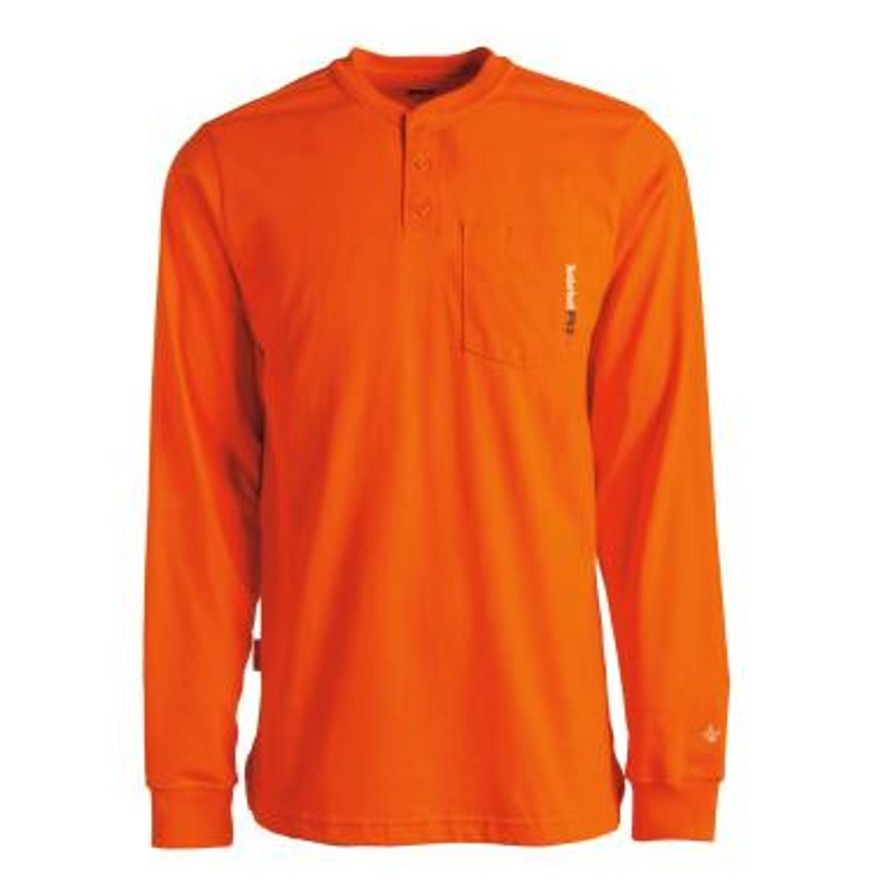 Men'S Timberland Pro | Timberland Pro Men'S Flame Resistant Long Sleeve Work Henley Tb0A23P4Y86 Orange