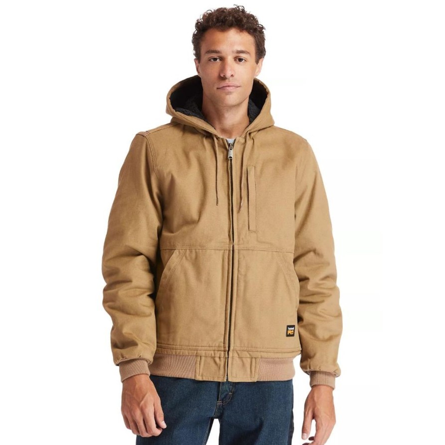 Men'S Timberland Pro | Timberland Pro Men'S Gritman Lined Canvas Hooded Jacket Tb0A1Vb4D02 Wheat