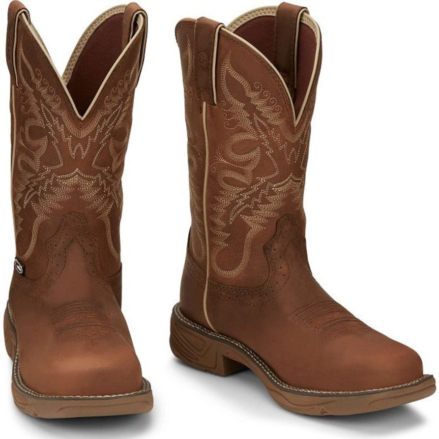 Men'S Justin | Justin Men'S Rush 11" Nano Ct Wp Western Work Boot Se4352 Tan