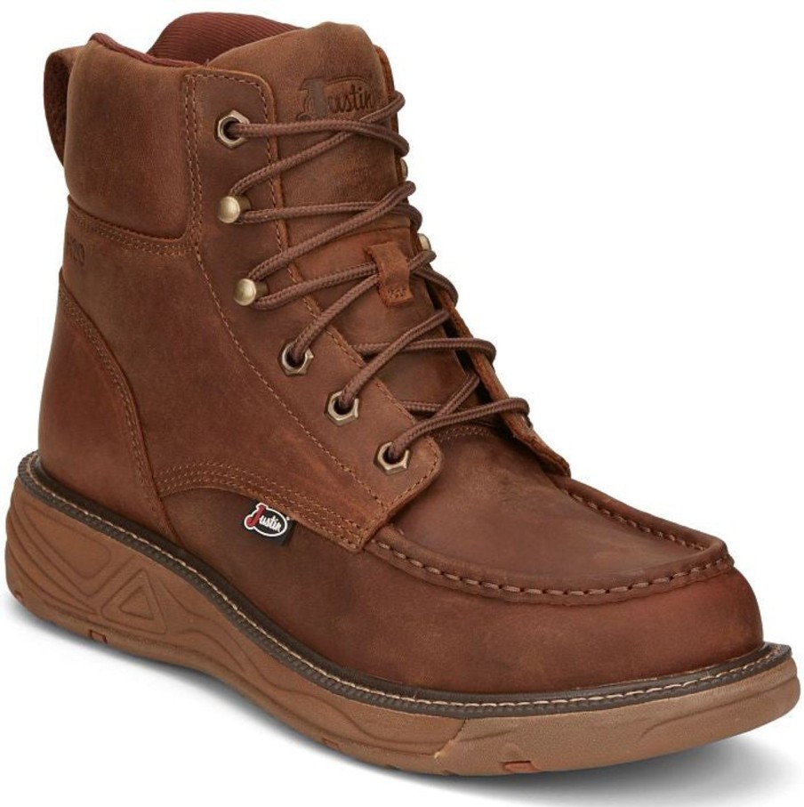 Men'S Justin | Justin Men'S Rush 6" Wp Wedge Western Work Boot Se470 Brown