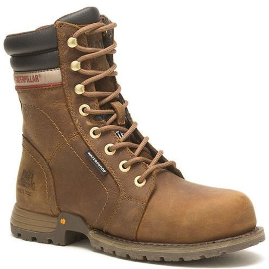 Women'S CAT | Cat Women'S Echo Steel Toe Wp Slip Resist Work Boot -Pyramid- P91575 Brown