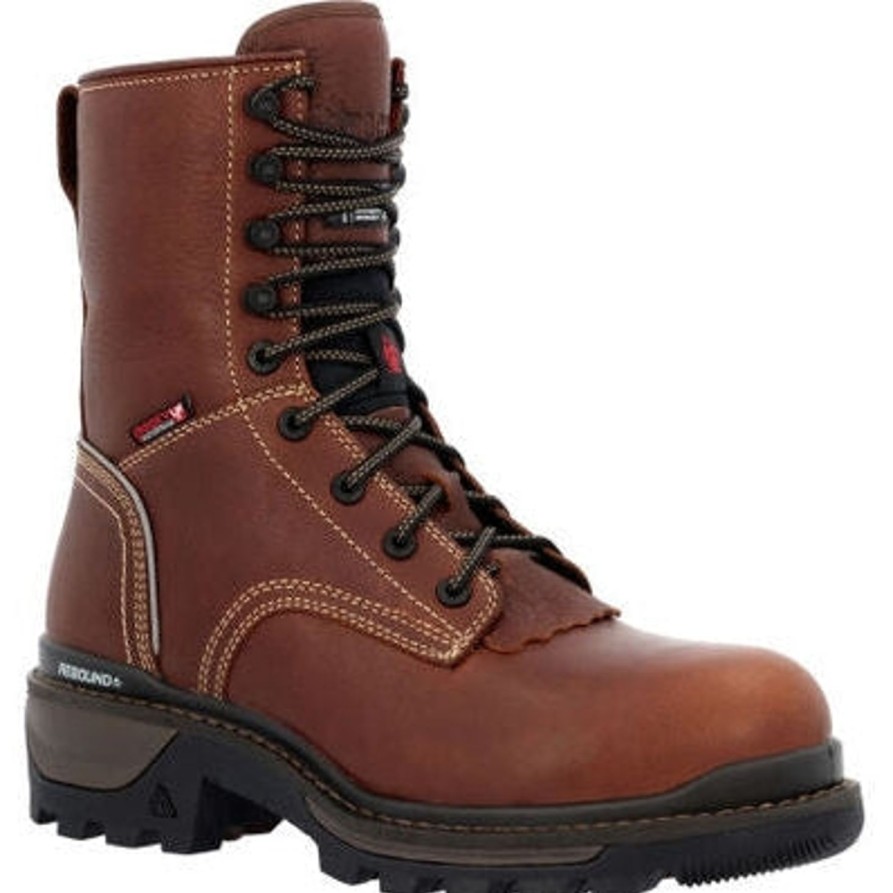 Men'S Rocky | Rocky Men'S Rams Horn Logger 9" Wp 400G Comp Toe Work Boot Rkk0396 Brown