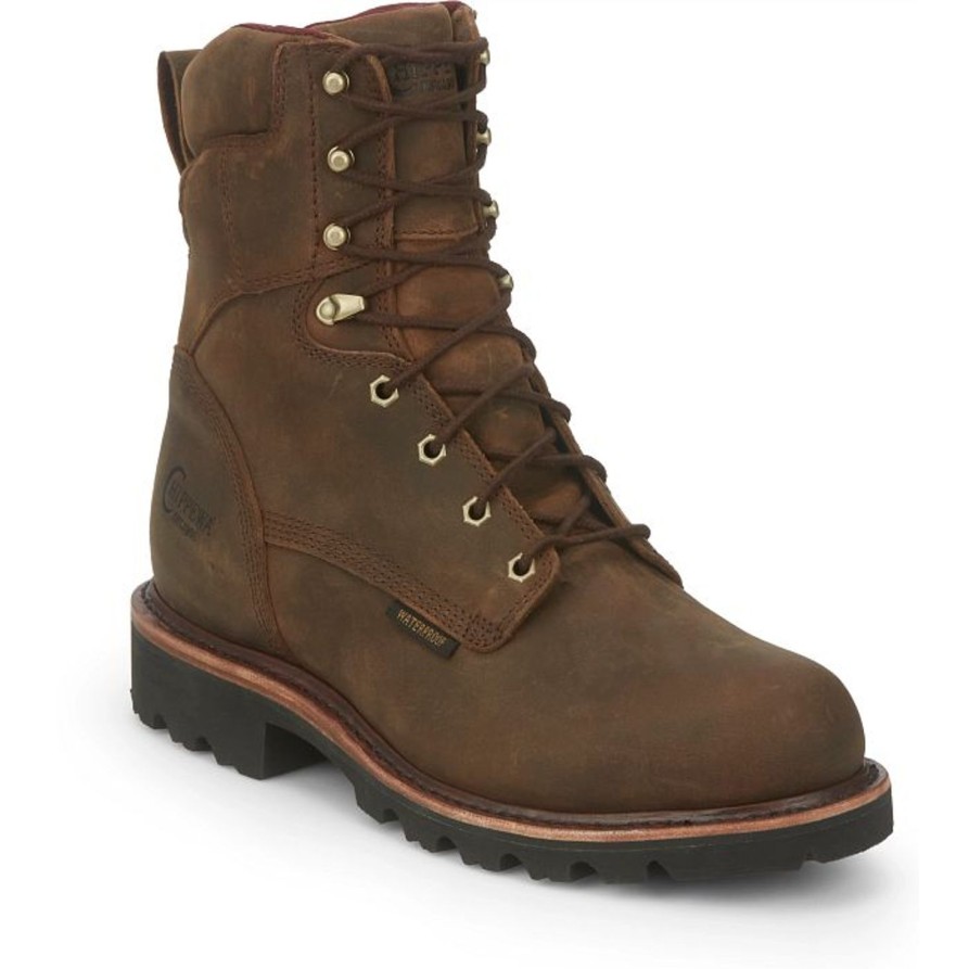 Men'S Chippewa | Chippewa Men'Ssuper Dna 8" Wp Lace Up Work Boot 59416 Brown