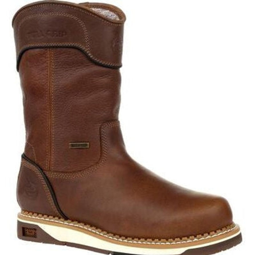 Men'S Georgia | Georgia Men'S Amp Lt Wedge 10" Wp Steel Toe Pull Work Boot Gb00517 Brown