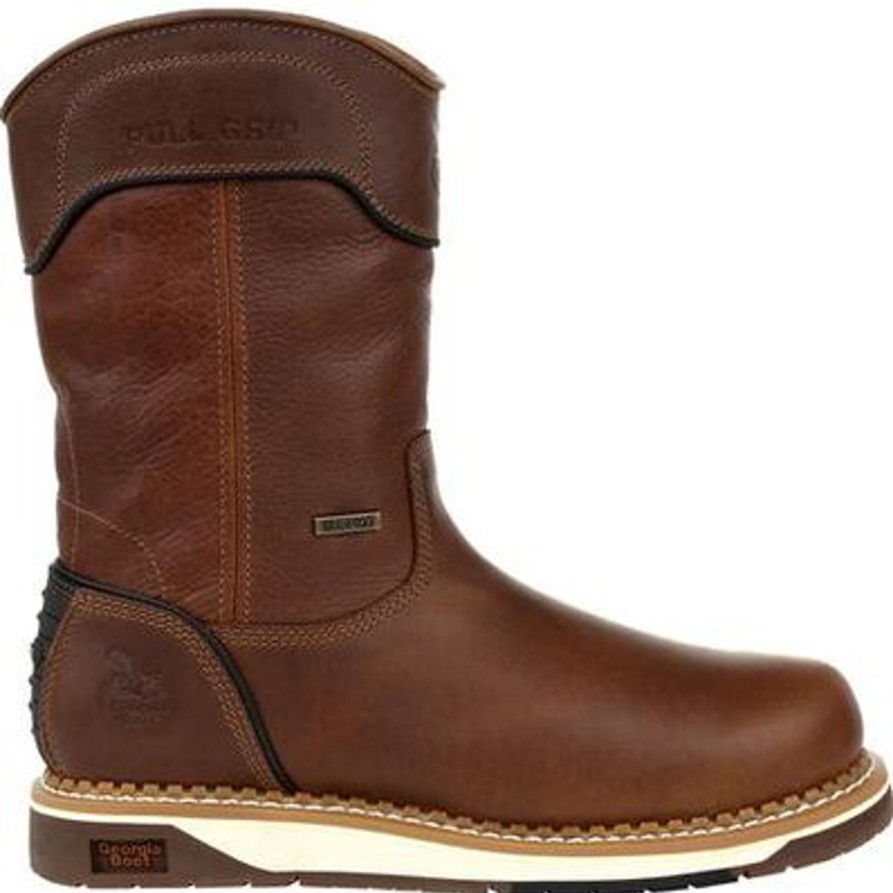 Men'S Georgia | Georgia Men'S Amp Lt Wedge 10" Wp Steel Toe Pull Work Boot Gb00517 Brown