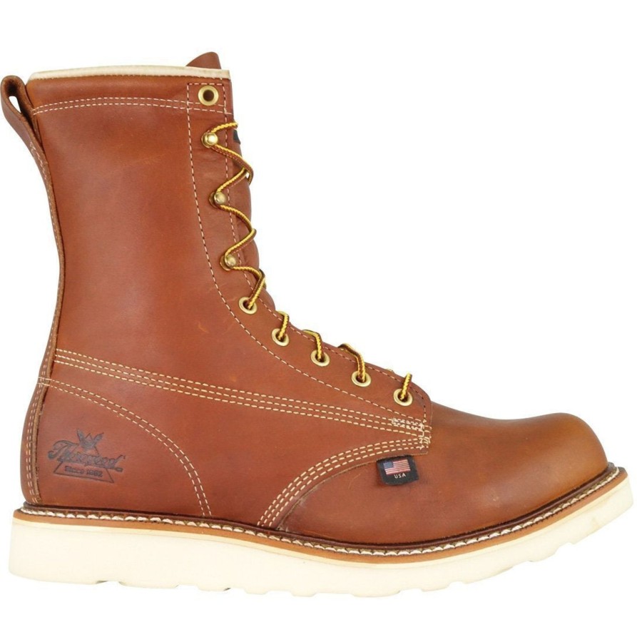 Men'S Thorogood | Thorogood Men'S Usa Made Amer. Heritage 8" Stl Toe Wedge Work Boot 804-4364 Tobacco