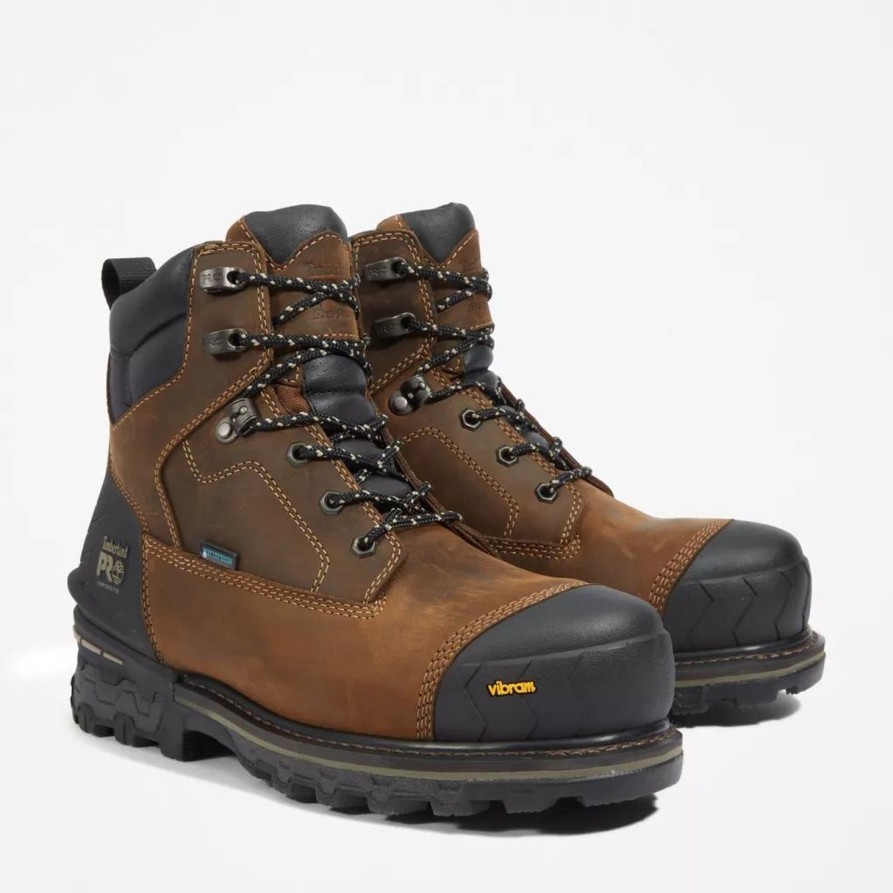 Men'S Timberland Pro | Timberland Pro Boondock Hd 6" Wp Comp Toe Work Boot Tb0A43Gy214 Brown