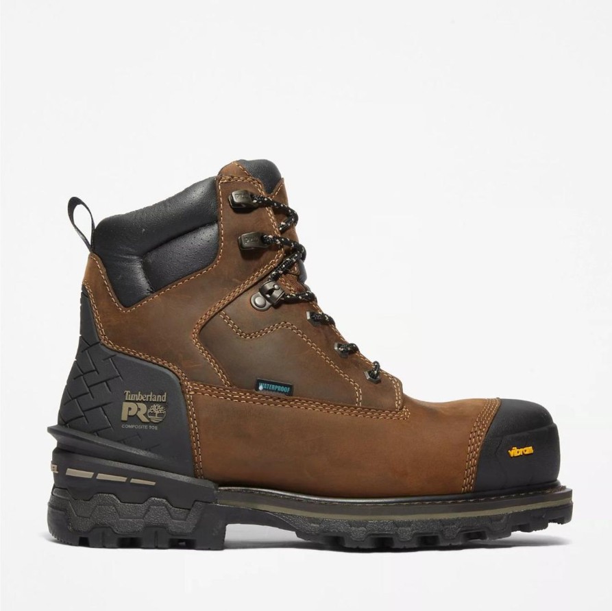 Men'S Timberland Pro | Timberland Pro Boondock Hd 6" Wp Comp Toe Work Boot Tb0A43Gy214 Brown