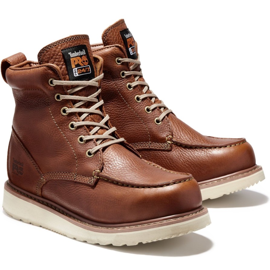 Men'S Timberland Pro | Timberland Pro Men'S Wedge 6" Soft Toe Wedge Work Boot Tb053009214 Rust