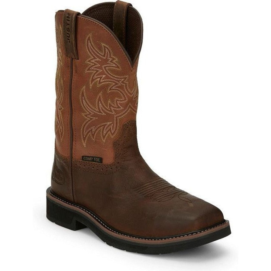 Men'S Justin | Justin Men'S Switch 11" Composite Toe Western Work Boot Se4812 Brown