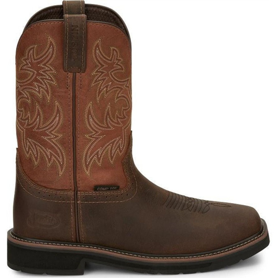 Men'S Justin | Justin Men'S Switch 11" Composite Toe Western Work Boot Se4812 Brown