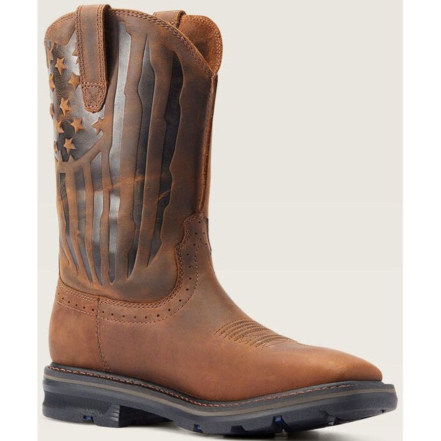 Men'S Ariat | Ariat Men'S Sierra Shock Shield Patriot Western Work Boot 10044505 Brown