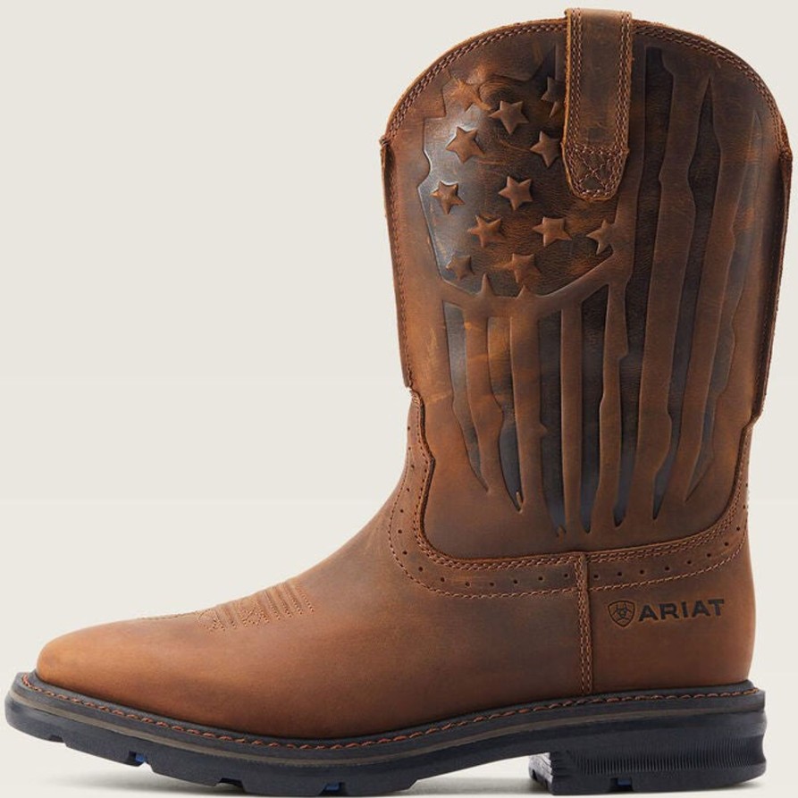 Men'S Ariat | Ariat Men'S Sierra Shock Shield Patriot Western Work Boot 10044505 Brown