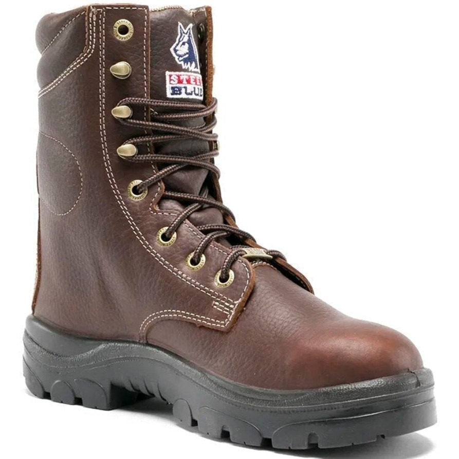 Men'S Steel Blue | Steel Blue Men'S Portland 8" Wp Soft Toe Lace Up Work Boot - Oak - 810955 Brown