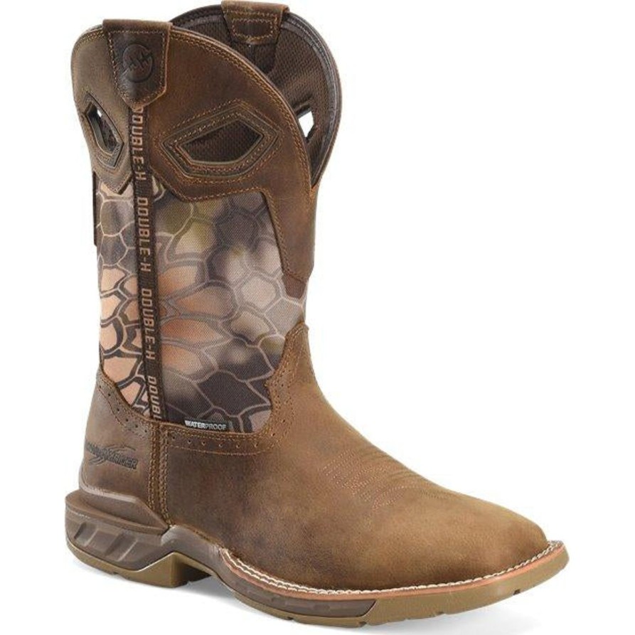 Men'S Double H | Double H Men'S Phantom Rider 11" Square Toe Wp Western Work Boot- Dh5365 Brown