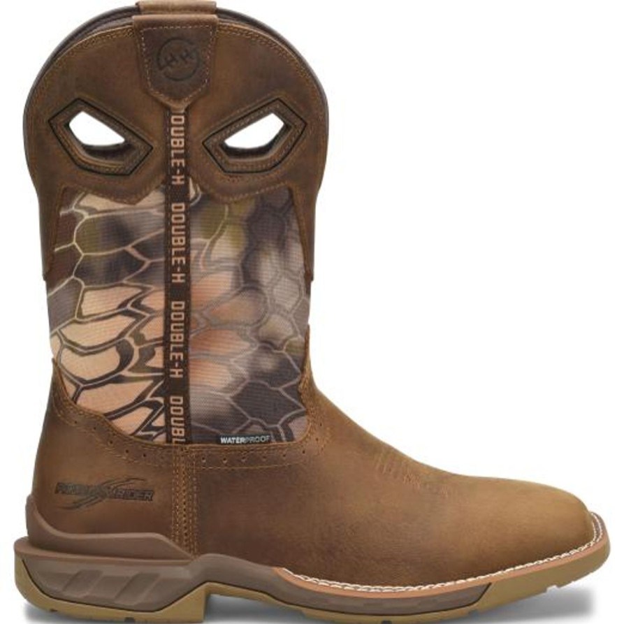 Men'S Double H | Double H Men'S Phantom Rider 11" Square Toe Wp Western Work Boot- Dh5365 Brown