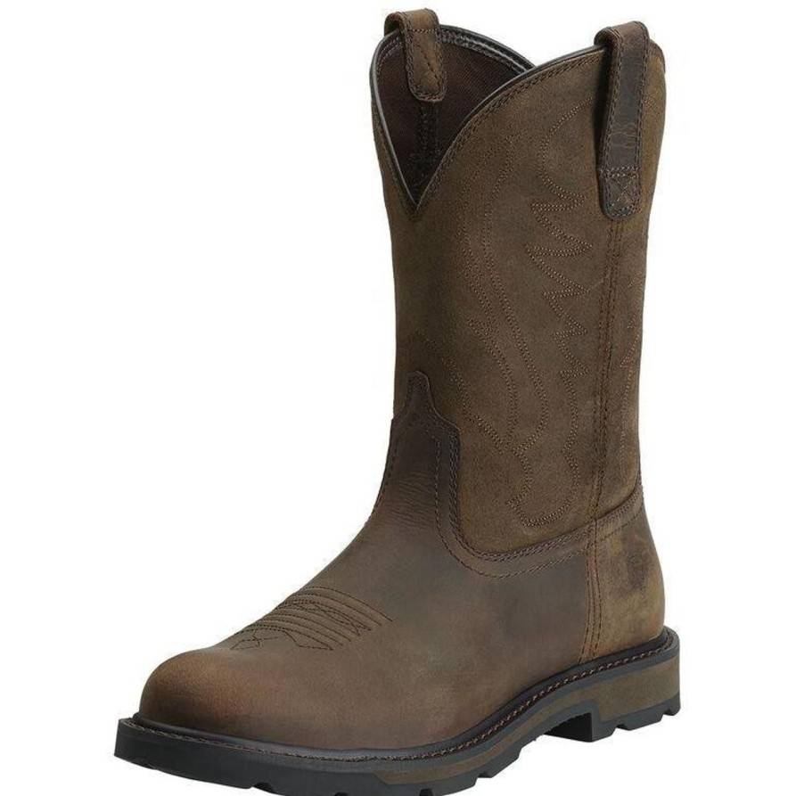 Men'S Ariat | Ariat Men'S Groundbreaker 10" Soft Toe Western Work Boot 10014238 Brown