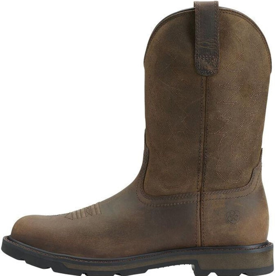 Men'S Ariat | Ariat Men'S Groundbreaker 10" Soft Toe Western Work Boot 10014238 Brown