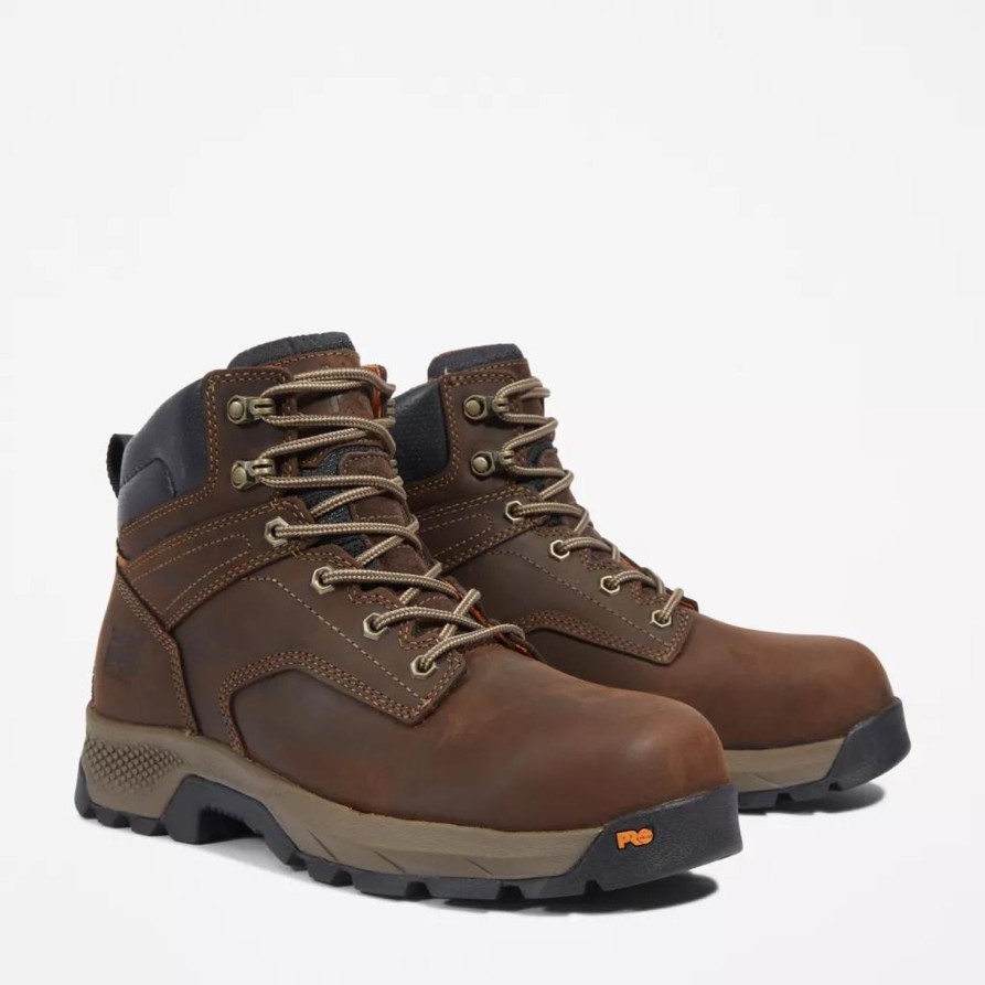 Men'S Timberland Pro | Timberland Pro Men'S Titan Ev 6" Wp Comp Toe Work Boot Tb0A5Nf6214 Brown