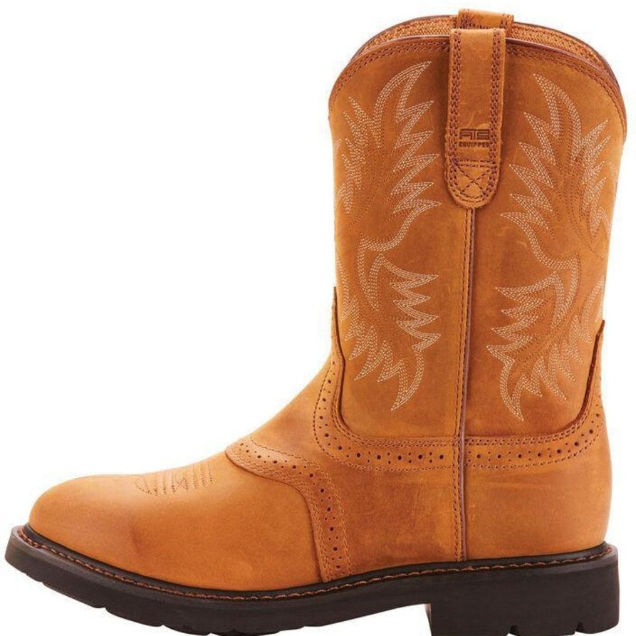 Men'S Ariat | Ariat Men'S Sierra Saddle 10" Soft Toe Pull-On Western Work Boot - 10002304 Brown