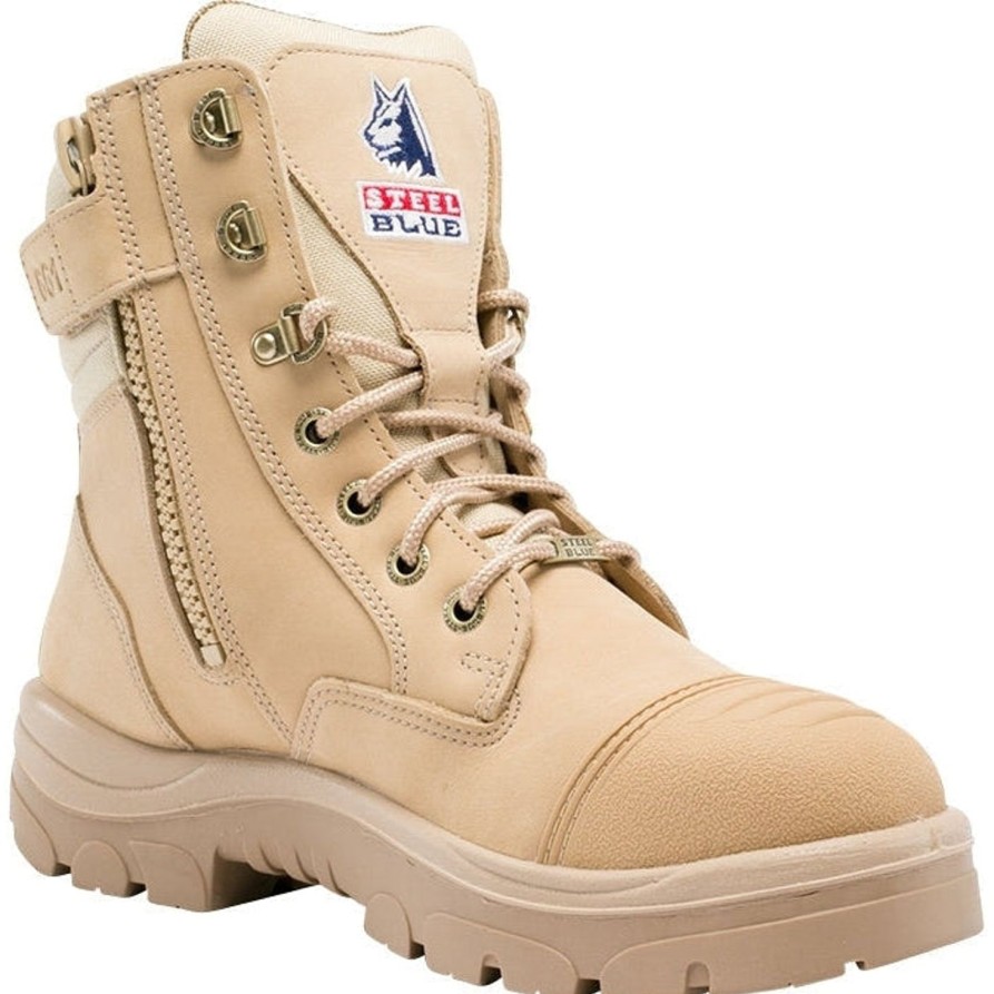 Men'S Steel Blue | Steel Blue Men'S Southern Cross 6" Side Zip Wp Steel Toe Work Boot 812961 Sand