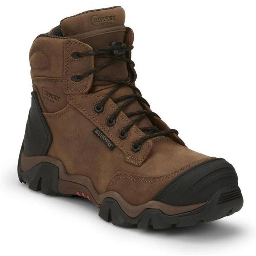 Men'S Chippewa | Chippewa Men'S Cross Terrain 6" Comp Toe Wp Lace Up Work Boot - Ae5003 Brown