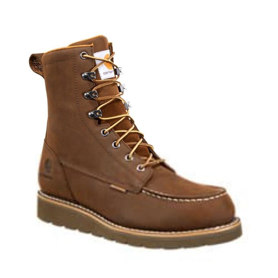 Men'S Carhartt | Carhartt Men'S Moc 8" Soft Toe Wedge Work Boot Fw8093-M Brown