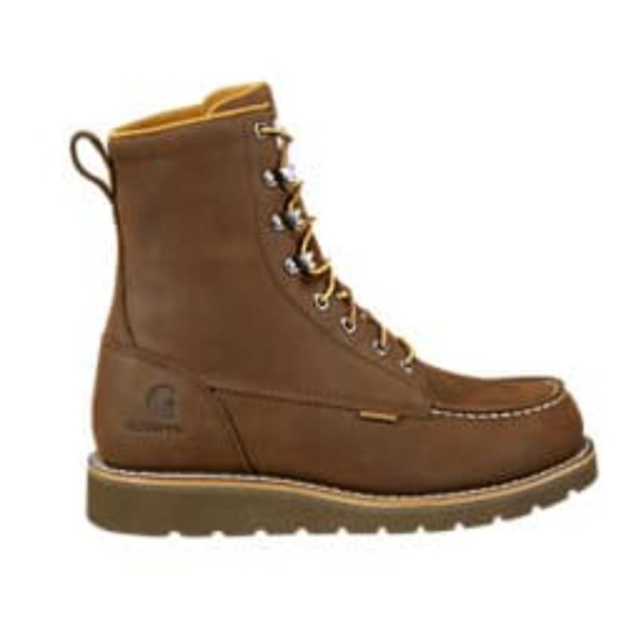 Men'S Carhartt | Carhartt Men'S Moc 8" Soft Toe Wedge Work Boot Fw8093-M Brown