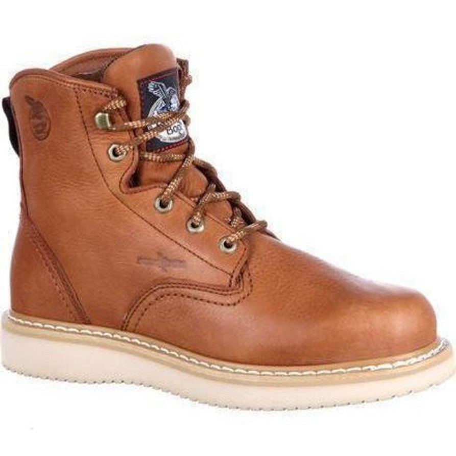 Men'S Georgia | Georgia Men'S 6" Wedge Work Boot - Brown - G6152 Tobacco