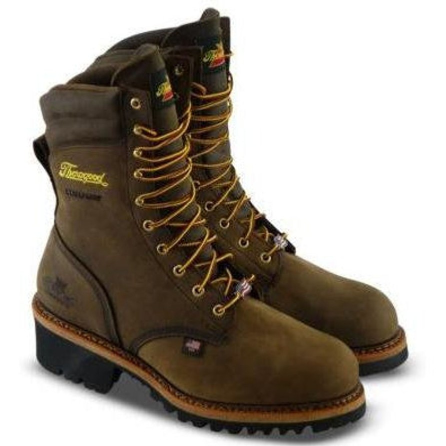 Men'S Thorogood | Thorogood Men'S Logger 9" St Wp Usa Made Work Boot 804-3555 Brown