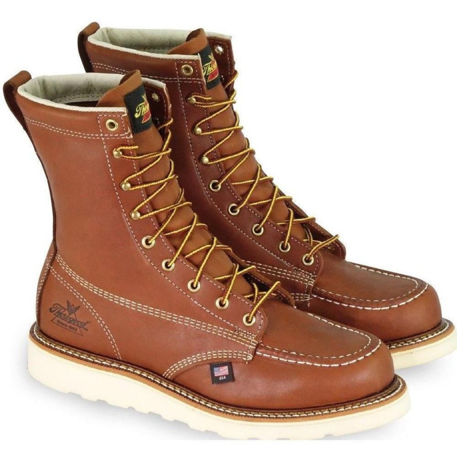 Men'S Thorogood | Thorogood Men'S Usa Made American Heritage 8" Wedge Work Boot - 814-4201 Tobacco