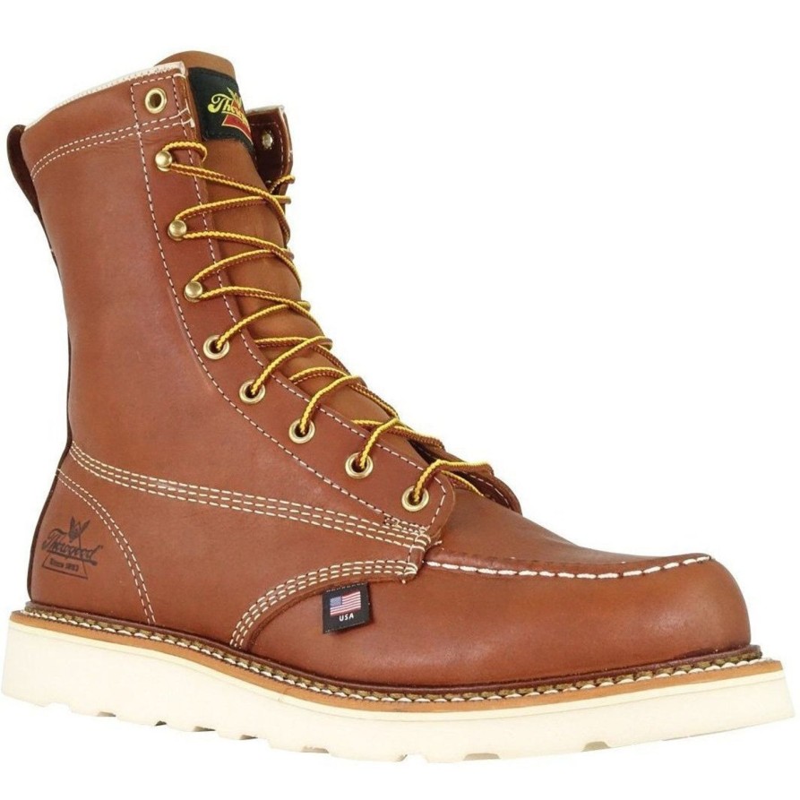 Men'S Thorogood | Thorogood Men'S Usa Made American Heritage 8" Wedge Work Boot - 814-4201 Tobacco