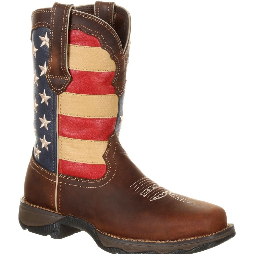 Women'S Durango | Durango Women'S Lady Rebel 10" Steel Toe Patriotic Flag Work Boot Brown