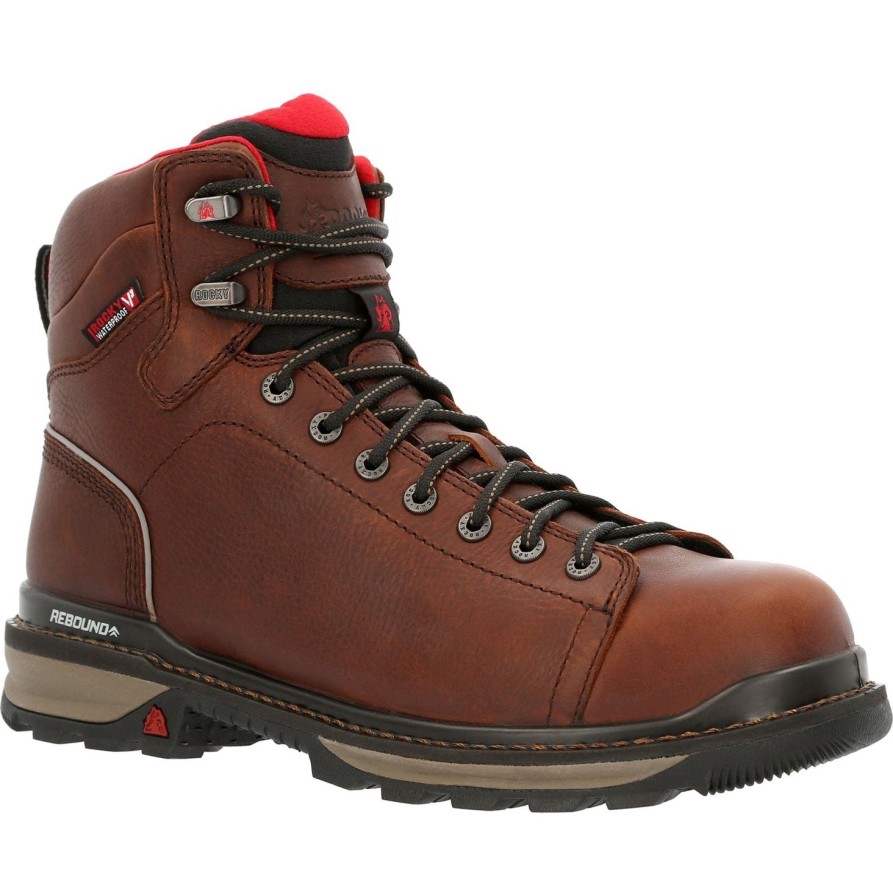 Men'S Rocky | Rocky Men'S Rams Horn Lace To Toe 6" Comp Toe Wp Work Boot - Rkk0355 Dark Brown