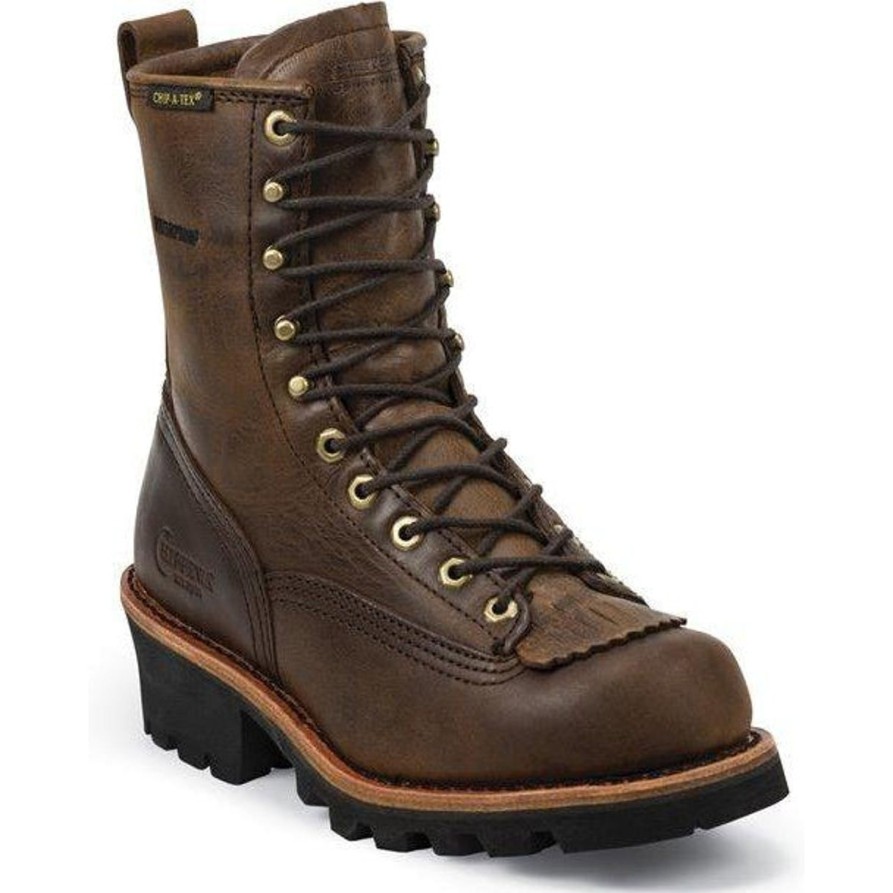 Men'S Chippewa | Chippewa Men'S Paladin 8" Soft Toe Wp Logger Work Boot 73100 Brown