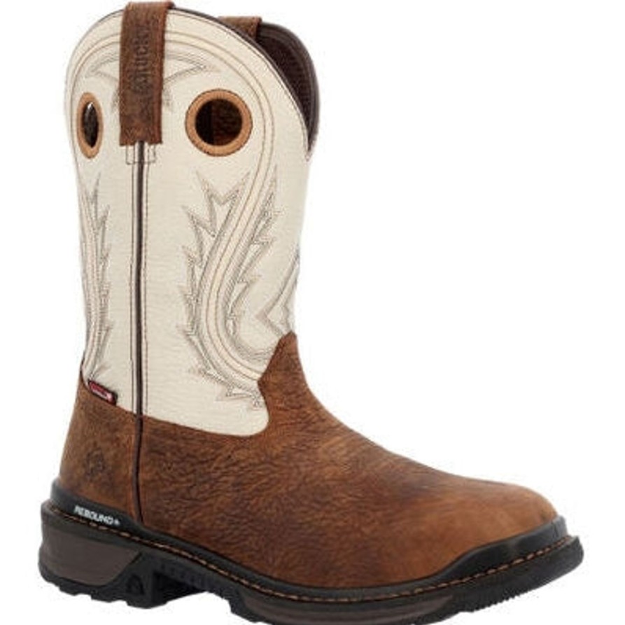 Men'S Rocky | Rocky Men'S Rams Horn 11" Wp Comp Toe Western Work Boot Rkw0394 Taupe