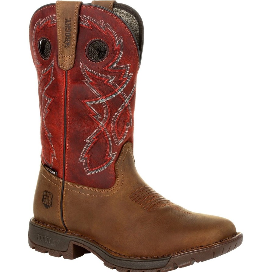 Men'S Rocky | Rocky Men'S Legacy 32 11" Sqr Toe Wp Western Work Boot- Red - Rkw0316 Tan