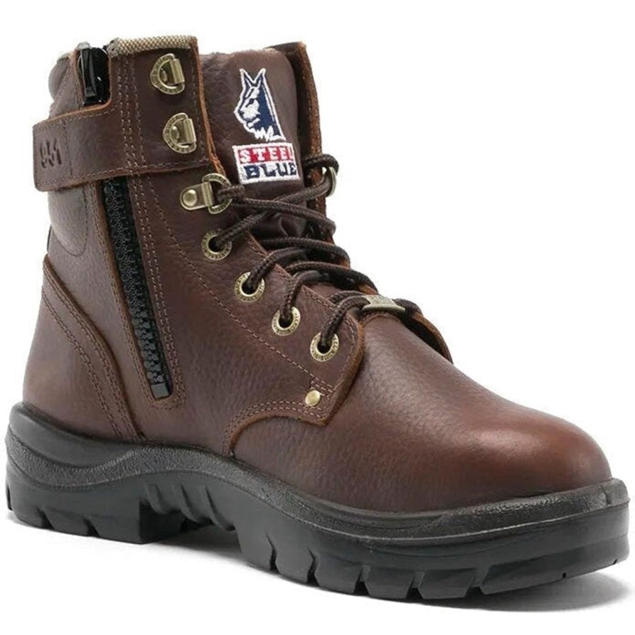 Men'S Steel Blue | Steel Blue Men'S Argyle 6" Wp Soft Toe Side Zip Work Boot - Oak - 810951 Brown