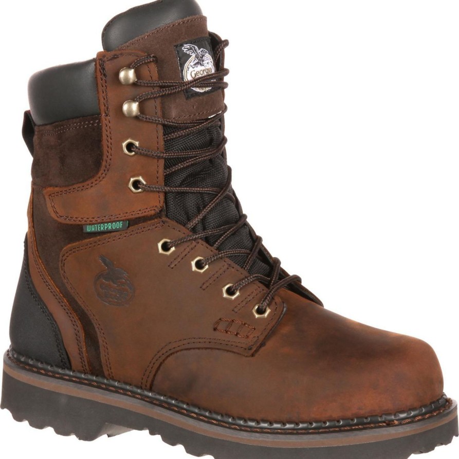 Men'S Georgia | Georgia Men'S Brookville 8" Waterproof Work Boot - Brown - G9134 Dark Brown