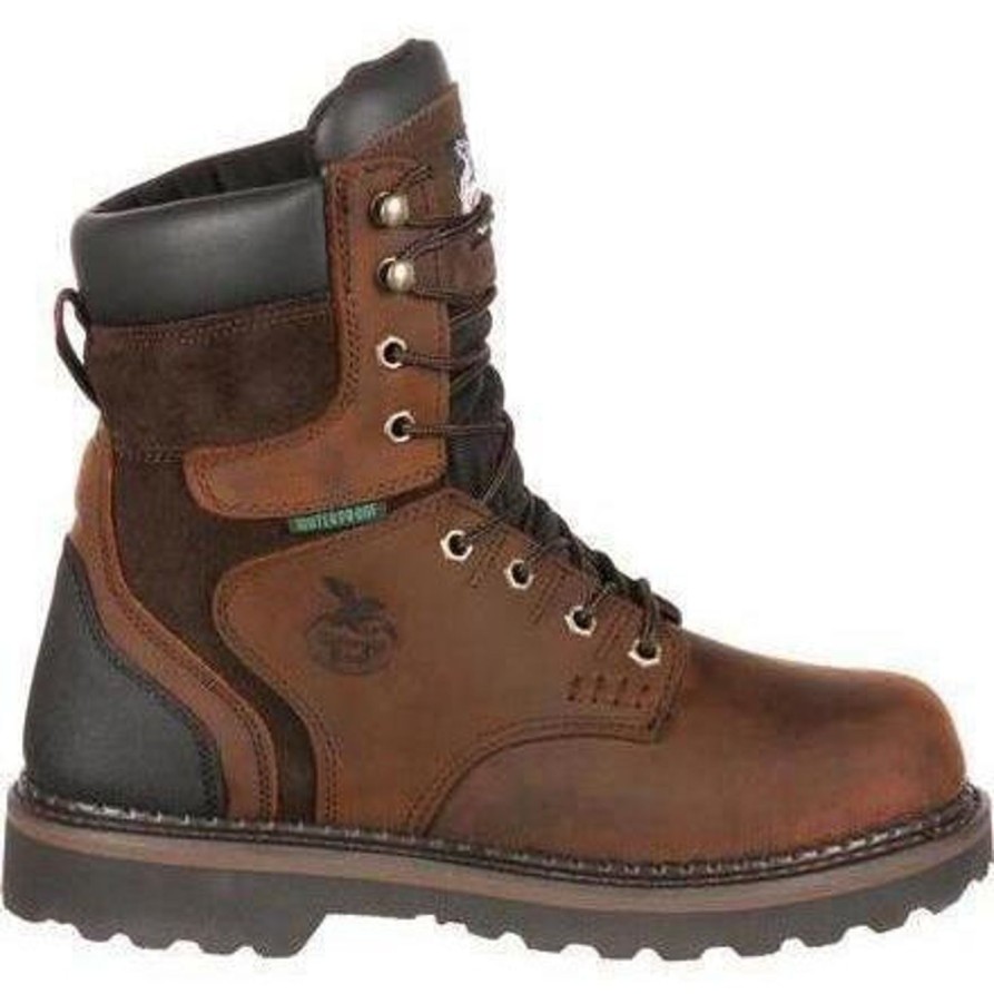 Men'S Georgia | Georgia Men'S Brookville 8" Waterproof Work Boot - Brown - G9134 Dark Brown