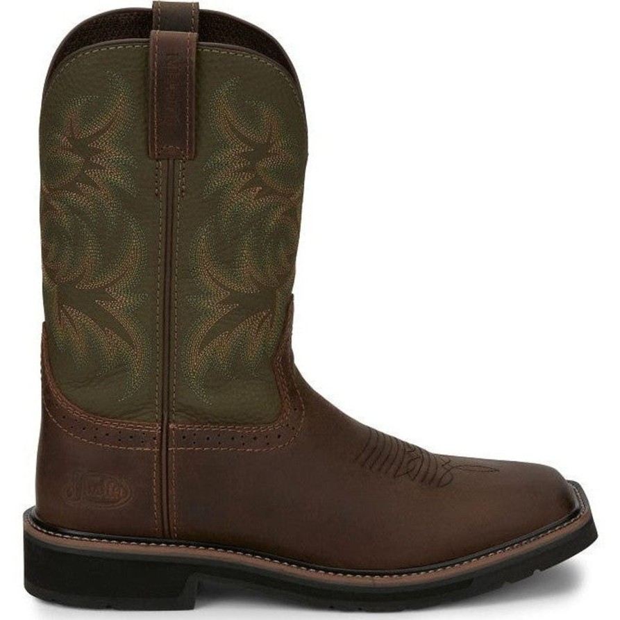 Men'S Justin | Justin Men'S Driller 11" Square Toe Western Work Boot -Brown- Se4687 Copper