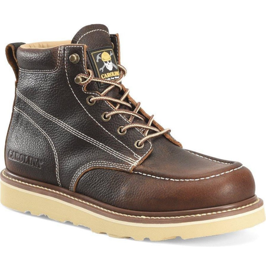 Men'S Carolina | Carolina Men'S Flatiron 6" Moc Toe Wedge Work Boot - Brown - Ca7043 Dark Brown