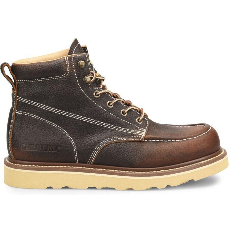 Men'S Carolina | Carolina Men'S Flatiron 6" Moc Toe Wedge Work Boot - Brown - Ca7043 Dark Brown