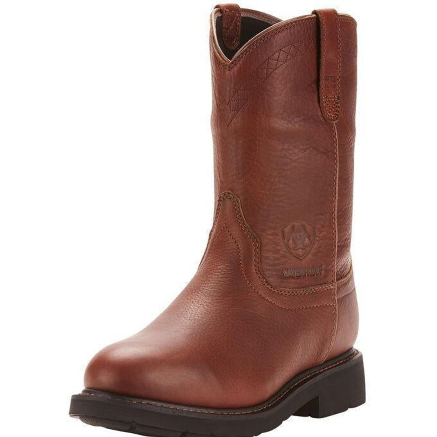 Men'S Ariat | Ariat Men'S Sierra 10" Soft Toe Wp Work Boot - Sunshine - 10002385 Brown