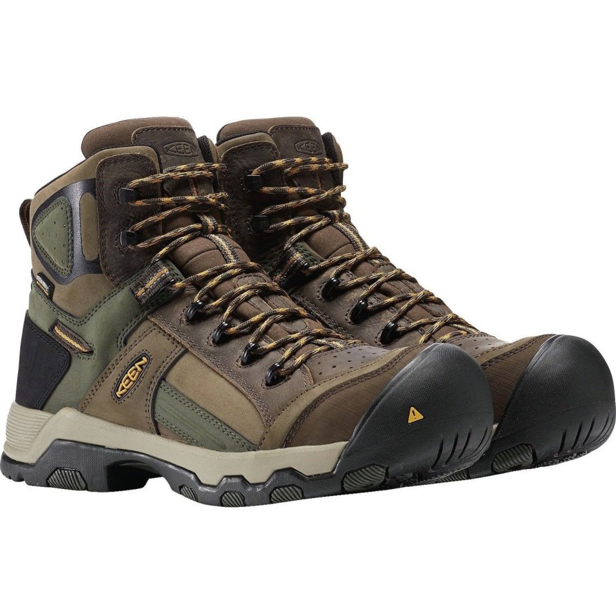 Men'S Keen | Keen Utility Men'S Davenport 6" Mid Comp Toe Wp Work Boot 1016962 Brown