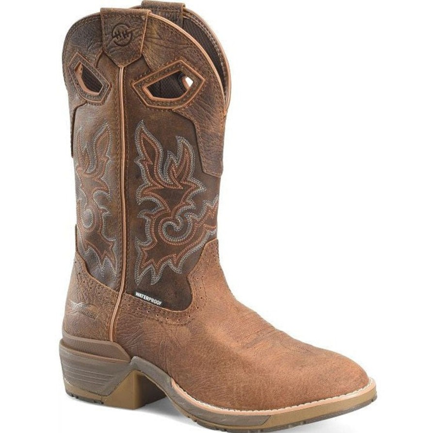 Men'S Double H | Double H Men'S League 12" U Toe Wp Western Work Boot Dh5427 Brown